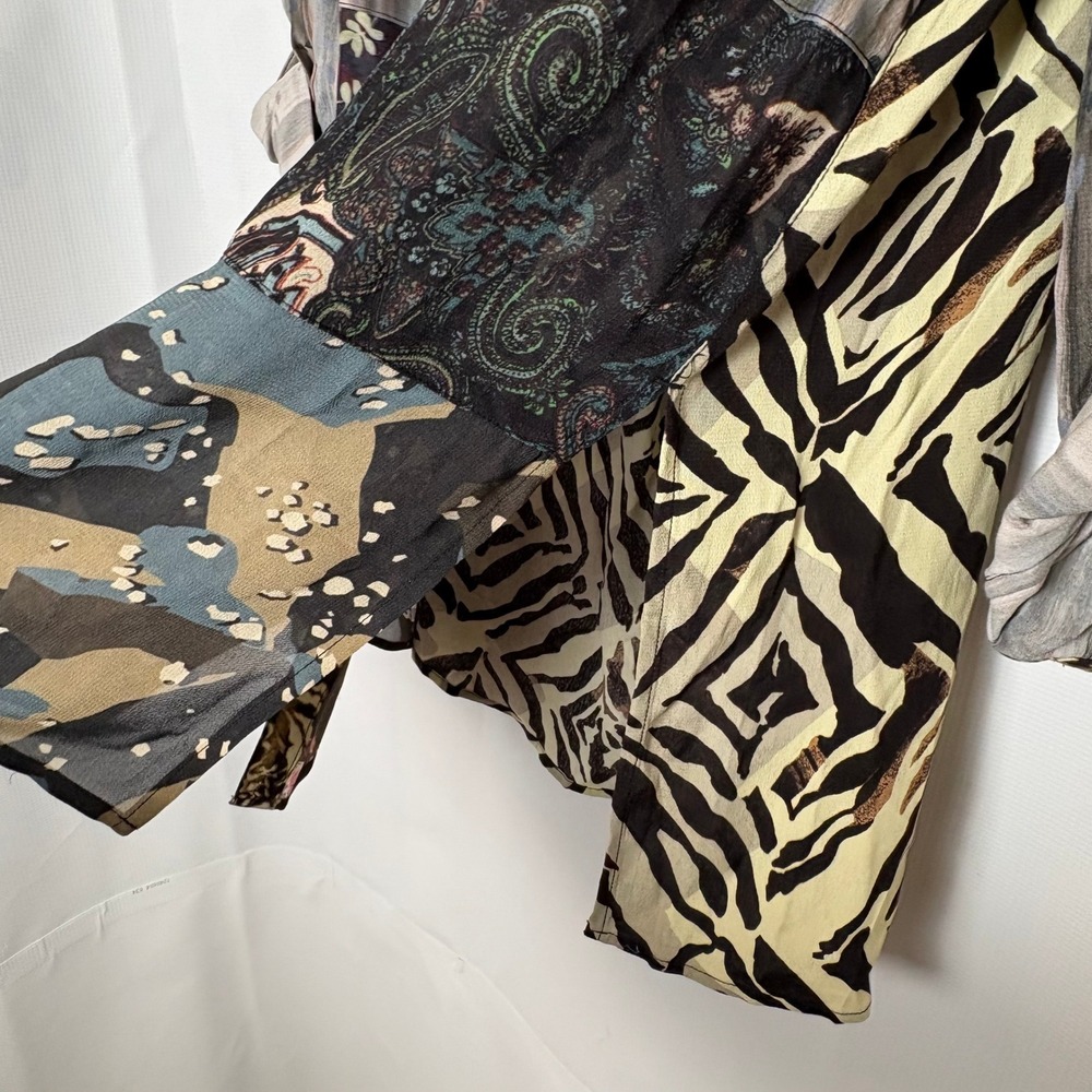 John Mark Patchwork Bird Zebra Print‎ Button Down… - image 3